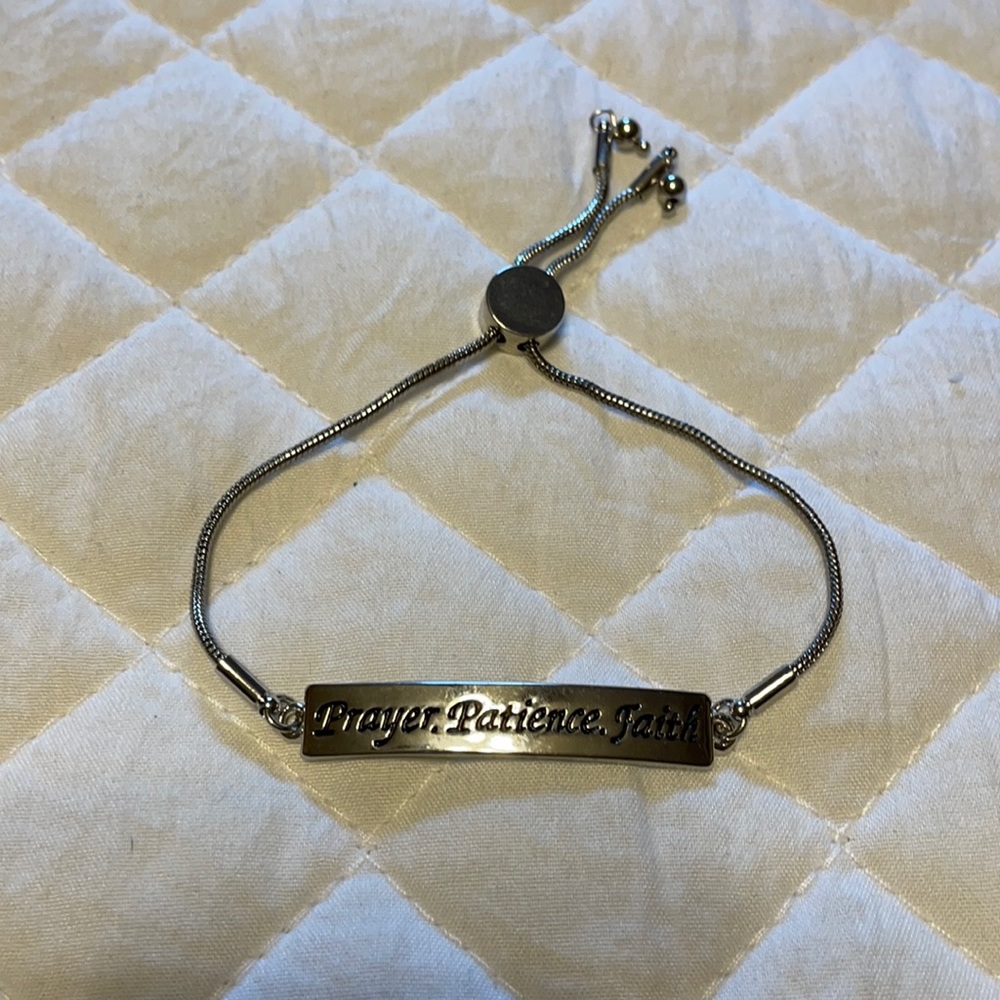 Surgical steel bracelet Prayer.Patience.Faith